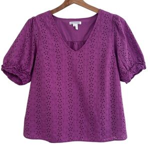 Draper James Purple Eyelet Blouse